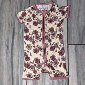 Girl Little One Shop Floral Bamboo Viscose Short Romper Size 3-6 Months
